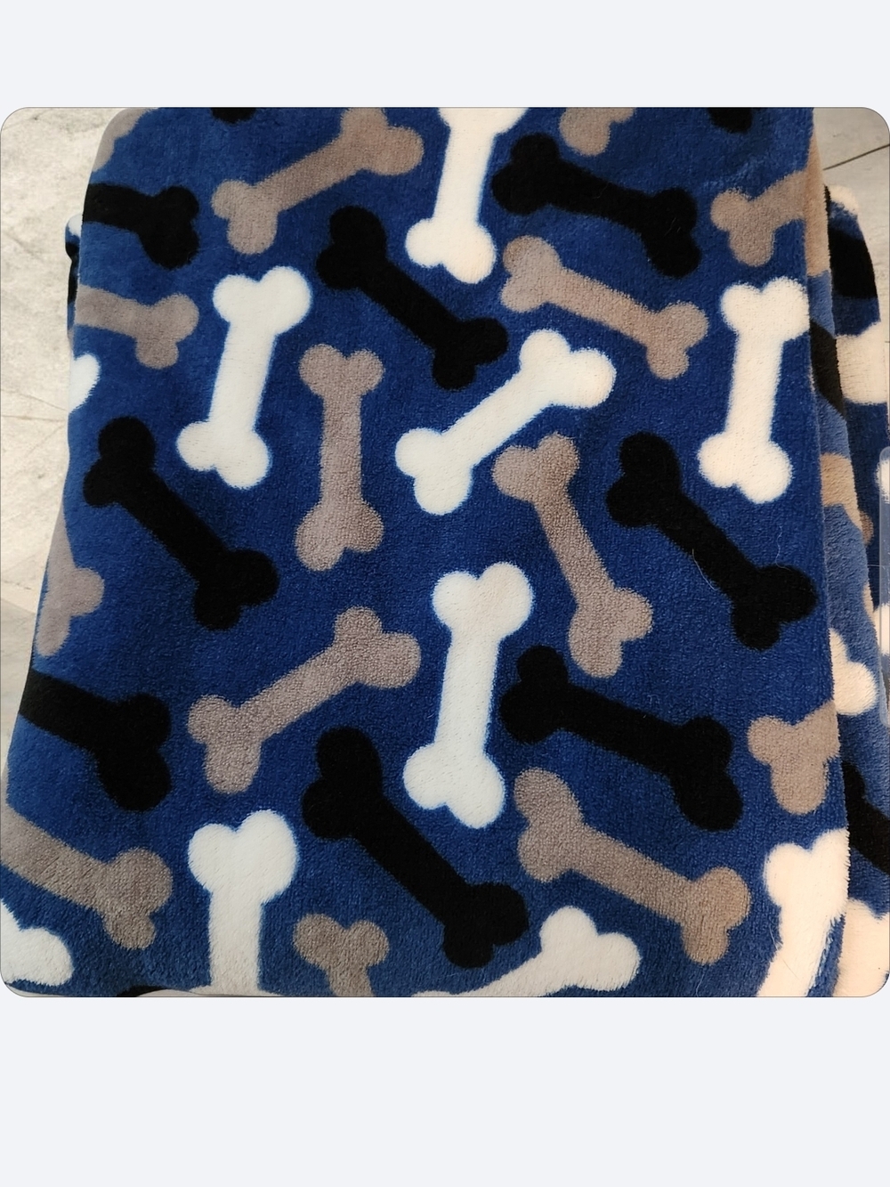 Plush Dog Bone Print Pet Blanket - Blue, White, Black, Brown■ Large